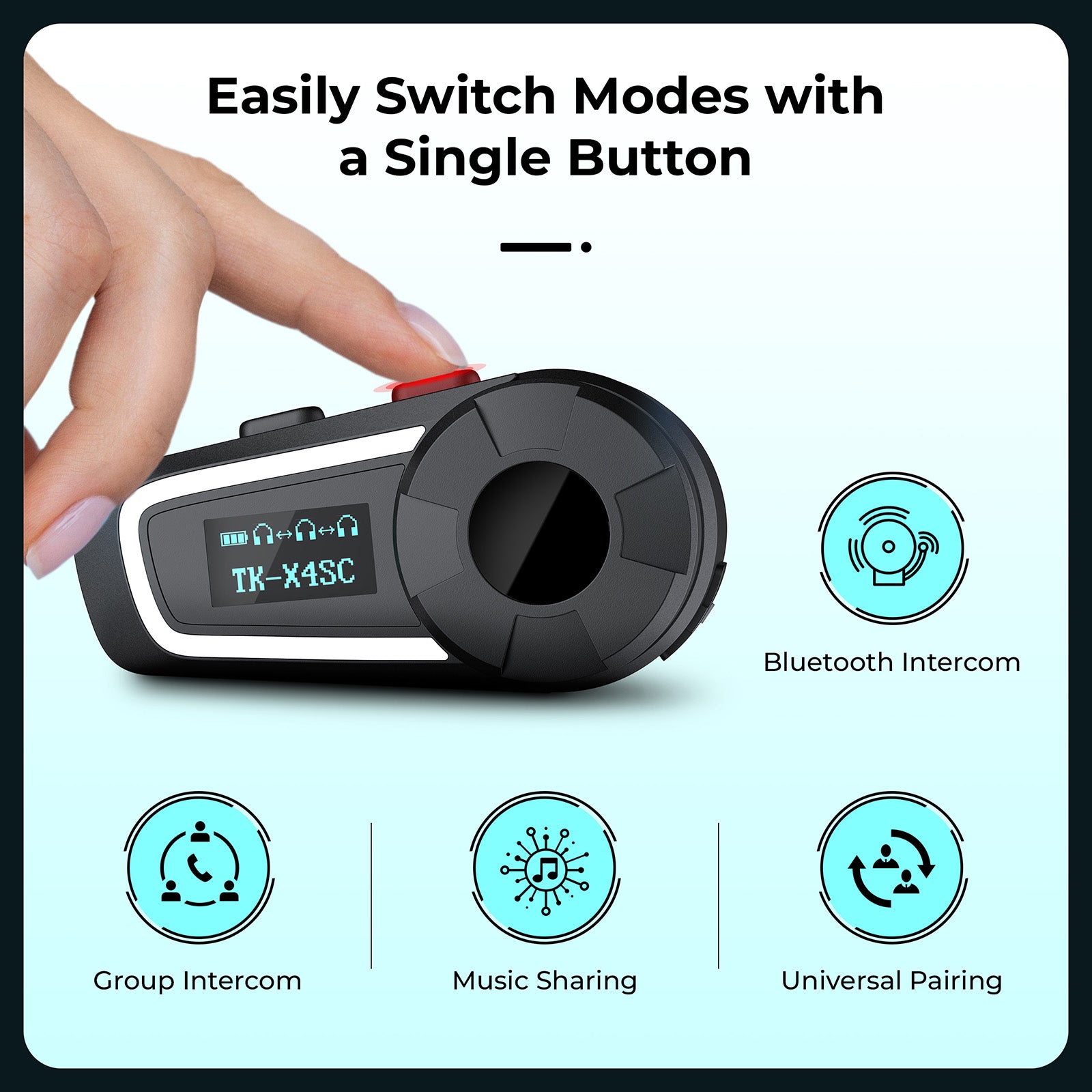 TK-X4SC Motorcycle Intercom Kit with Screen