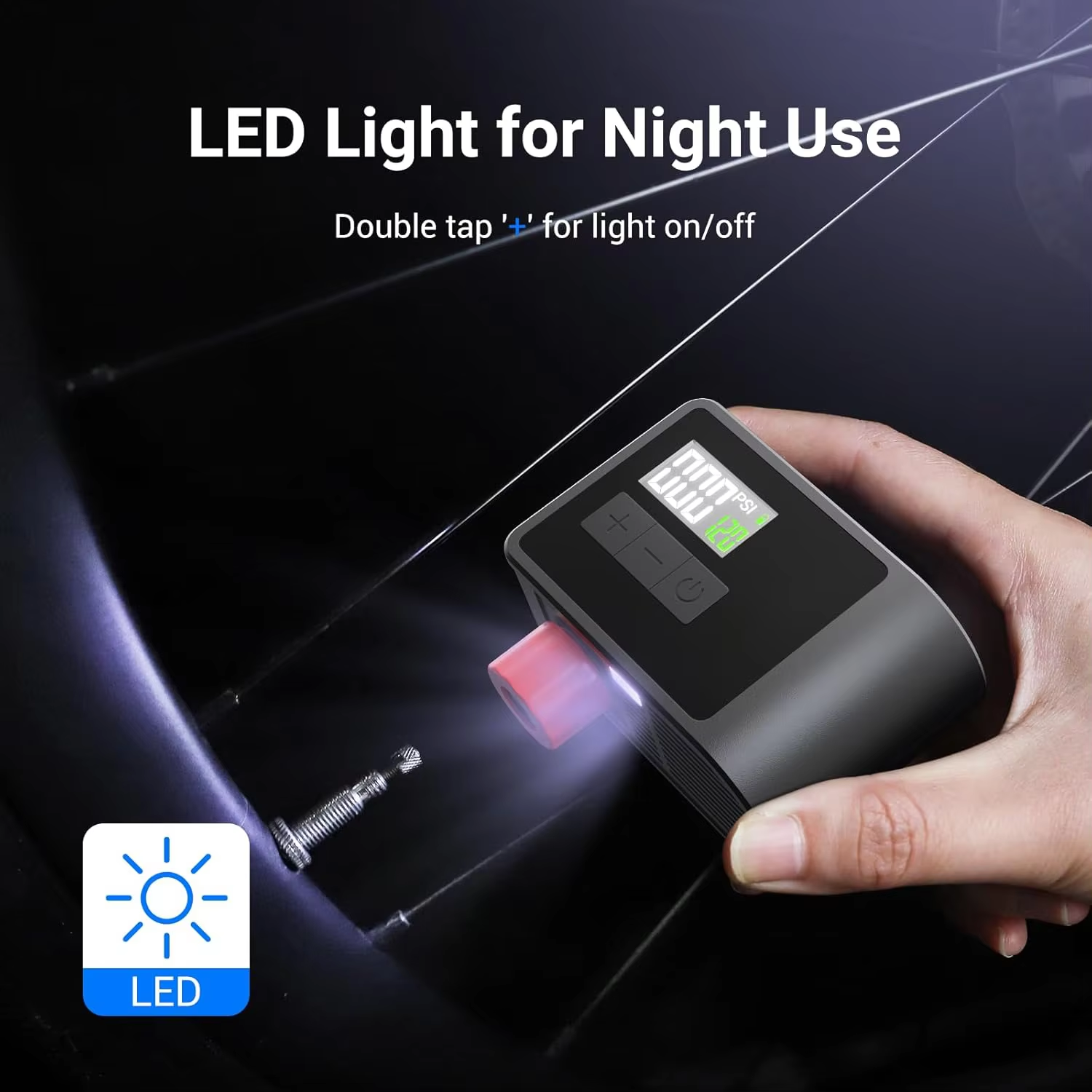 Mini Electric Bike Pump - Max 120 PSI, Auto Shut-Off Air Pump with Presta/Schrade