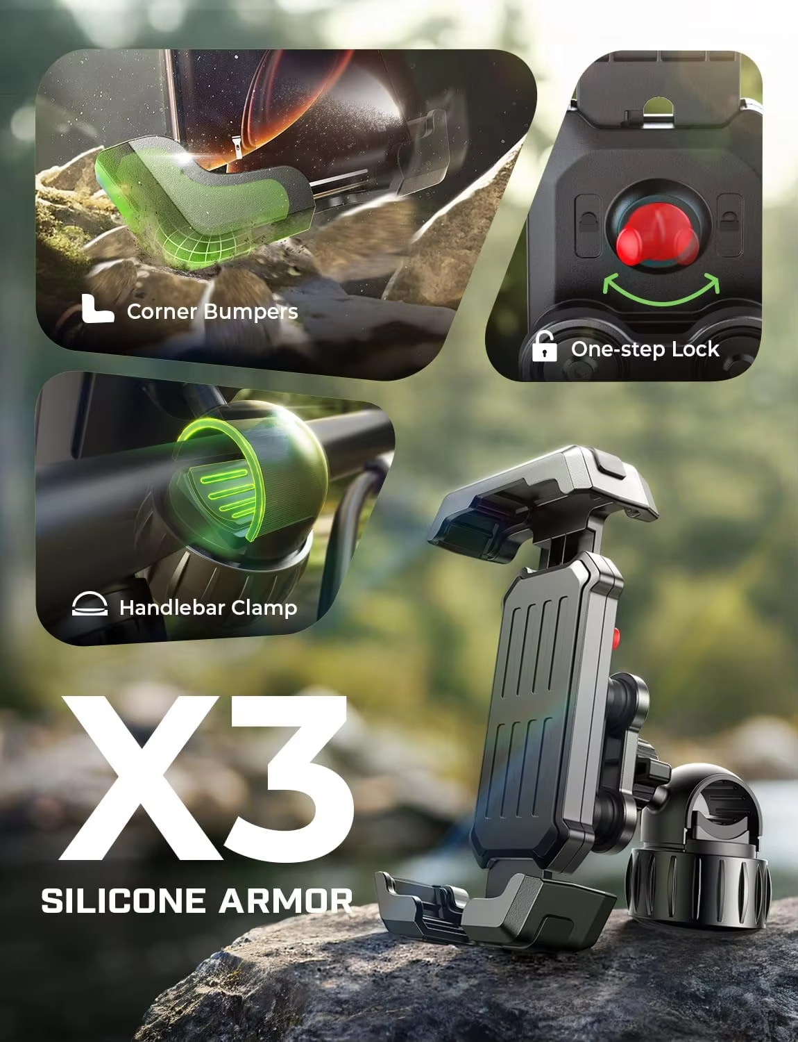 Anti-Vibration Handlebar Clamp for iPhone/Android