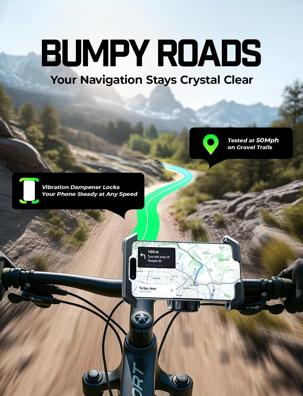 Anti-Vibration Handlebar Clamp for iPhone/Android